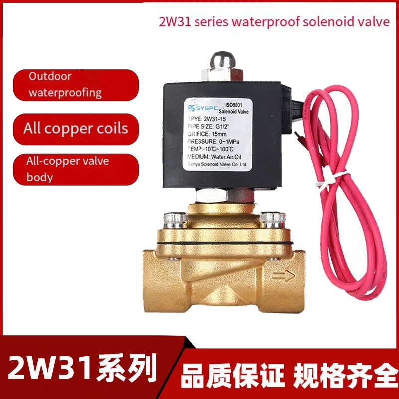 

1~5PCS 2W31-15 2W31-20 2W31-25 Two-Position Two-Way Solenoid Valve Water Valve Air Valve Outdoor Waterproof And Anti-Fog