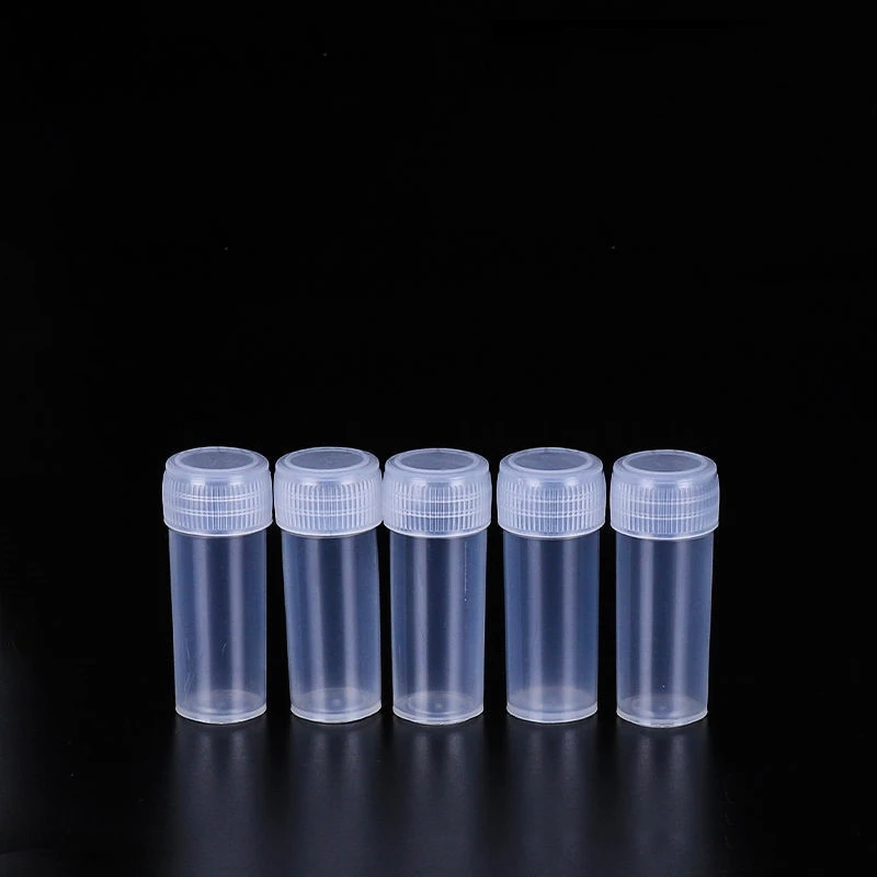 100Pcs 5ml Plastic Test Tubes Vials Sample Container Powder Craft Screw Cap Bottles for Office School Chemistry Supplies