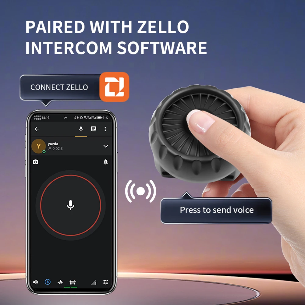 Wireless Bluetooth PTT Walkie Talkie Control Button for ZELLO Wireless Microphone Speaker with Strap for IOS Android Phone