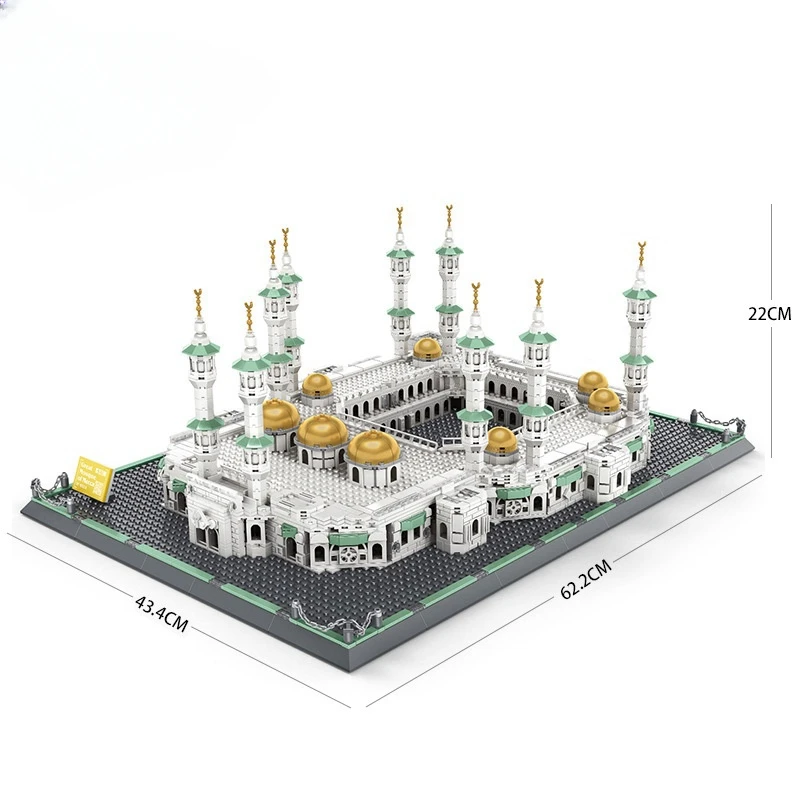 2274PCS Arabische Mecca Moschee Bausteine Großformatige Welt Berühmte Architektur Modell Montage Ziegel Spielzeug Für Kinder Geschenk