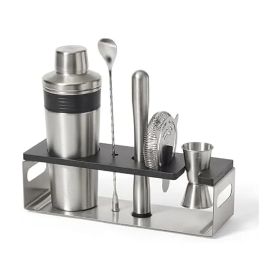 

Classic Bar Tool Set 6Piece Stainless Steel Cocktail Shaker and Barware Kit with Stand Premium Home Bar Tools for Shaken or Sti