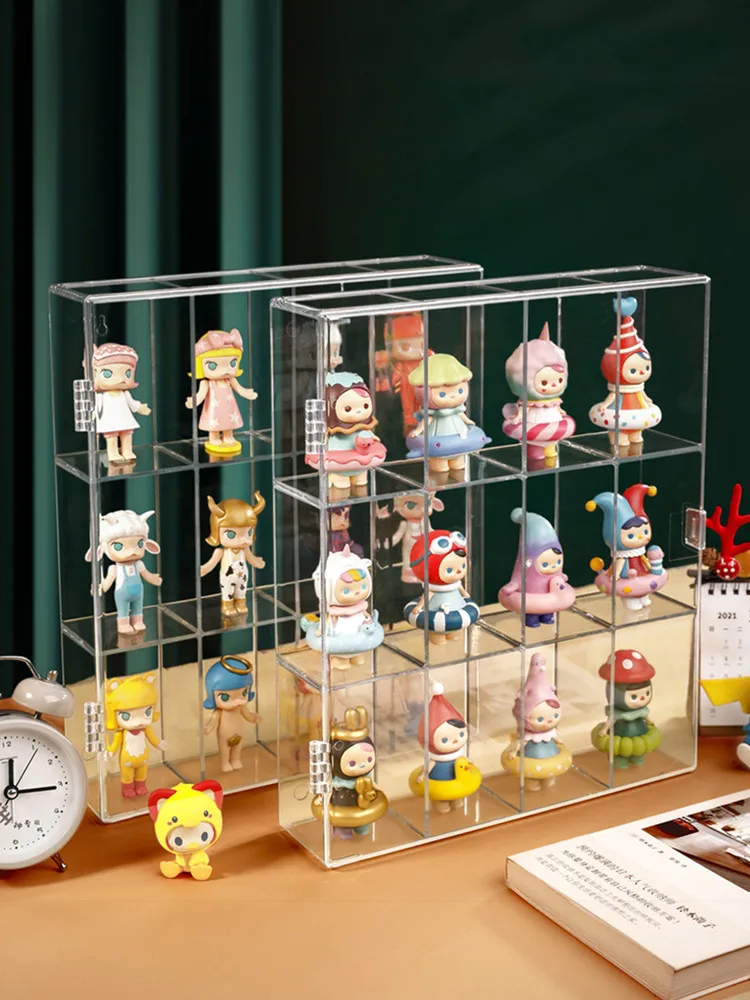 

Wall Hanging Toy Storage Box Anime Figure Rack Dustproof Transparent Plastic Grid Display Cabinet For Doll Collector Organizer