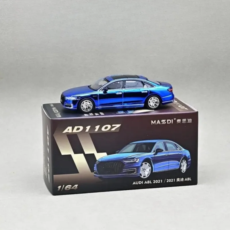 MASDI 1/64 Audi A8L D5 modelo de liga azul galvanizada