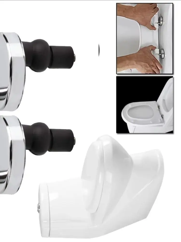 2x Toilet Seat Hinges Black Silver Stainless Steel Plastic Accessories Spare Parts Stable Strong Release Quick accessories