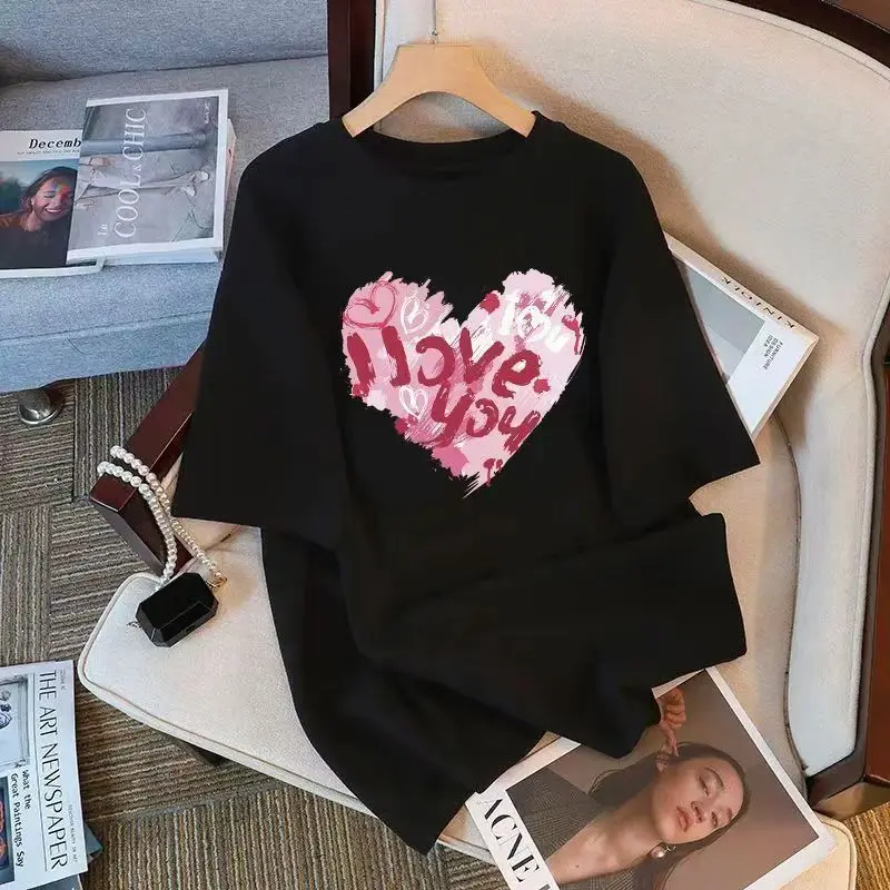 

Plus - Size Romantic “I love you” Heart Graphic Tee, Short - Sleeve
