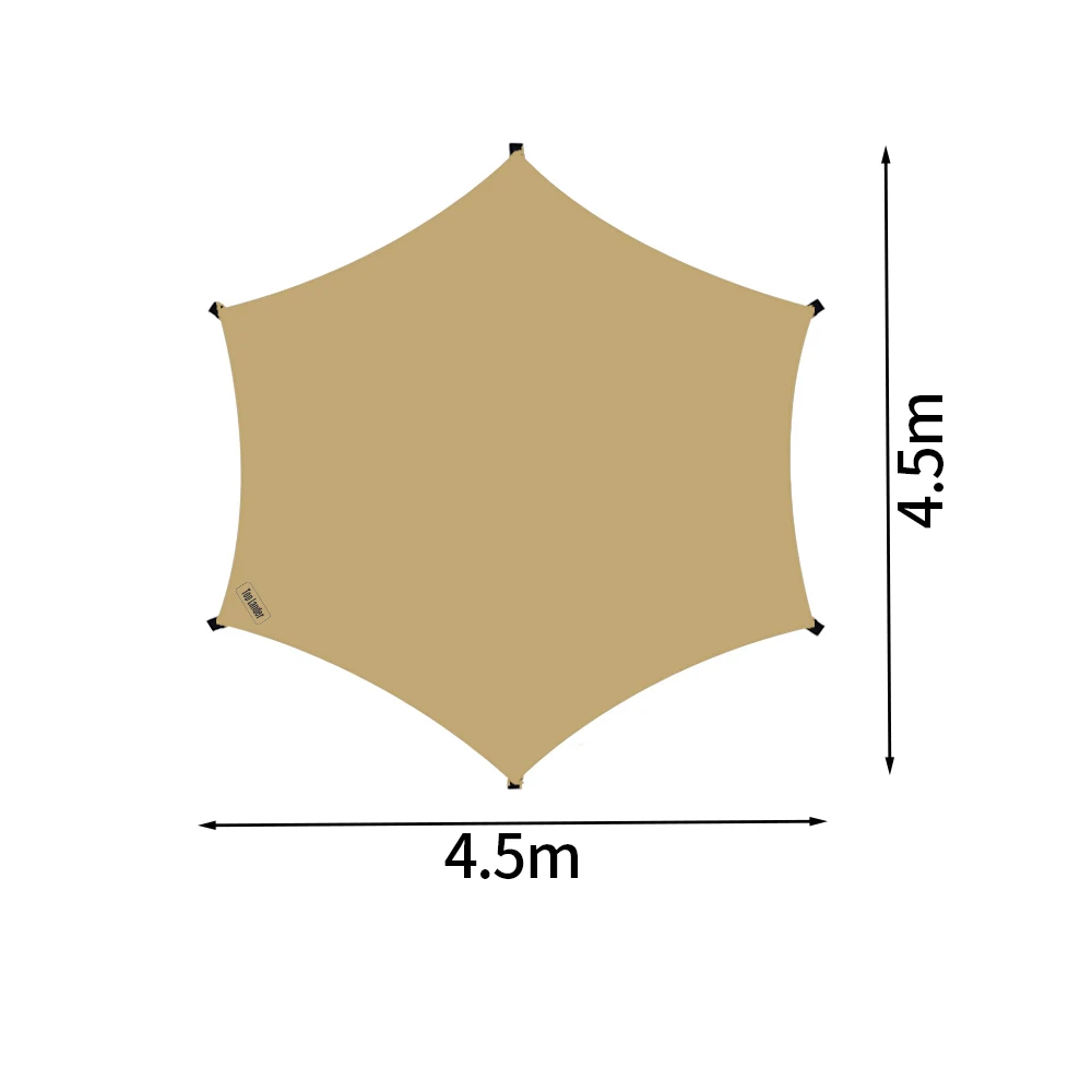 4.5x4.5m Car Awning Sun Shade Canopy Waterproof Camping Tarp SUV Vehicle Side Tent Shelter Outdoor Portable Beach Shade Hexagon view 6
