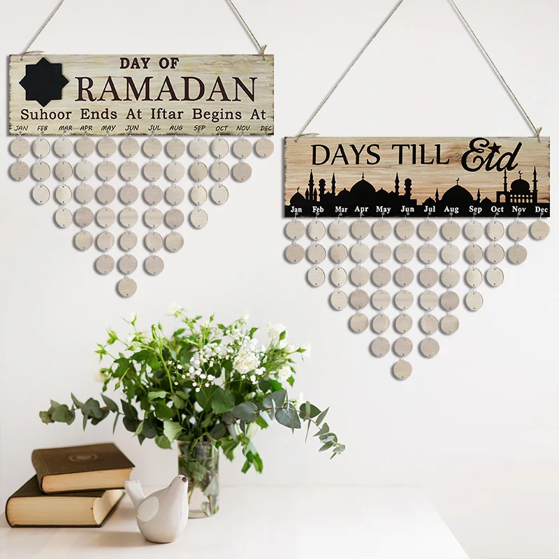 

Eid Mubarak Hanging Wooden Advent Calendar Ramadan Kareem Decor Countdown Calendar Gifts Muslim Islamic Party Decorations