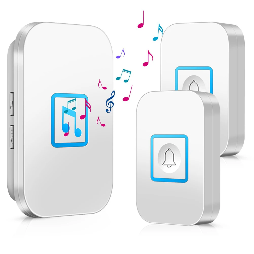 Long Distance Plug In Plastic Outdoor Waterproof LED Flash Home Office Wireless Doorbell Classroom 5 Levels Adjustable Volume