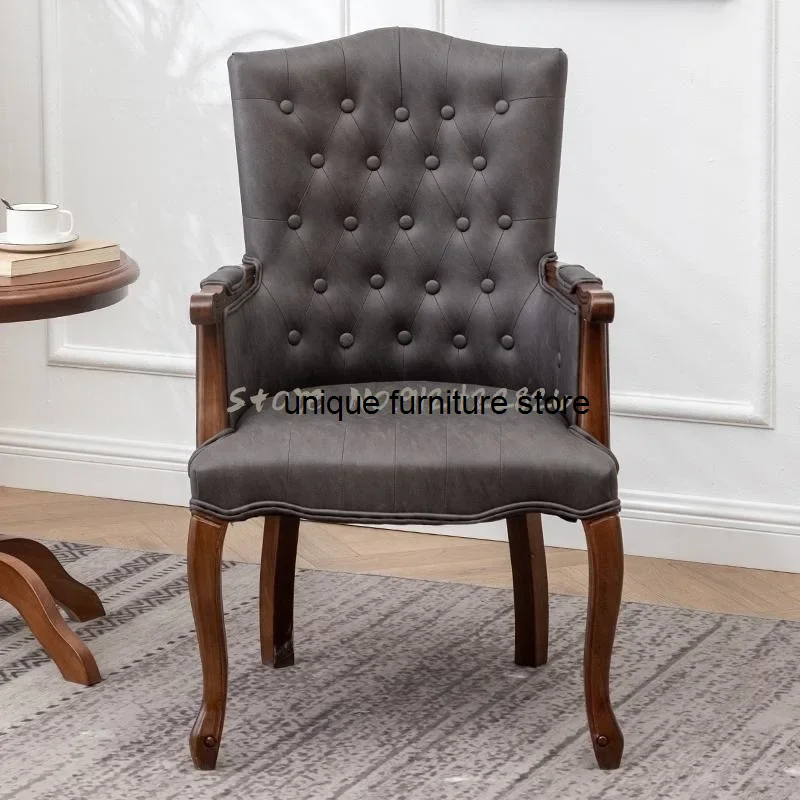 American solid wood study chair single armrest leisure negotiation chair hotel coffee shop tiger chair computer desk chair