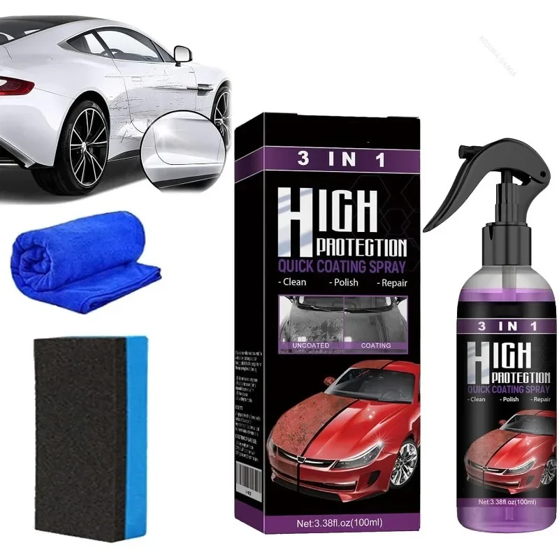 Rapid Ceramic Coating Spray Nano Crystal Hydrophobic Layer Car Wax Polish Spray Paint Polishing Coating Agent Car Care 3-in-1