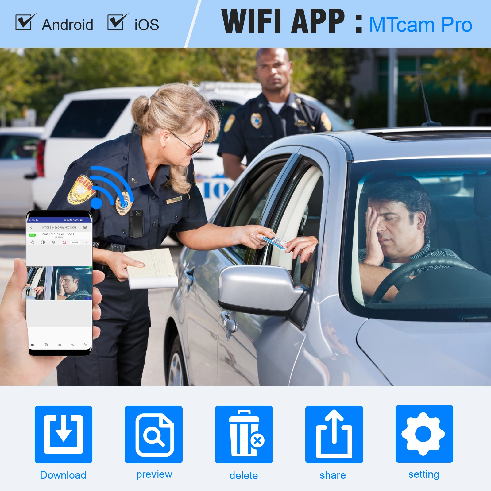 Vandlion A50 Body Worn Camera WiFi HD DVR Video Recorder Sports Cam 150 Degree Motion Detection Mini Camcorders