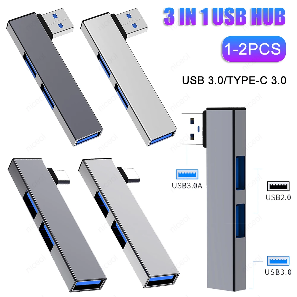 3 in 1 USB Docking Station OTG USB 3.0/Type-C 3.0 To 3 USB USB Splitter Hub Speed 5.0Gbps 3 Port for PC Computer Laptop