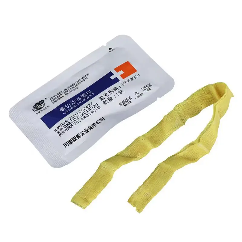 5PCS Iodoform Gauze Strips Sterile Radiation Sterilized Individually Wrapped Disposable Antiseptic Wound Packing Wick Dressing