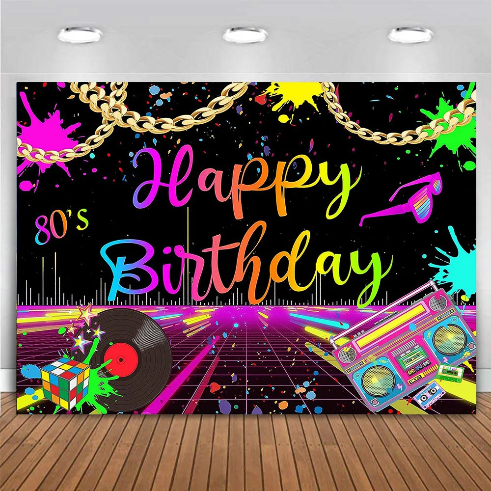 80s Themed Backdrop Birthday Party Decoration Cake Banner Back to The 80's Hip Hop Graffiti Photography Background Photo Booth