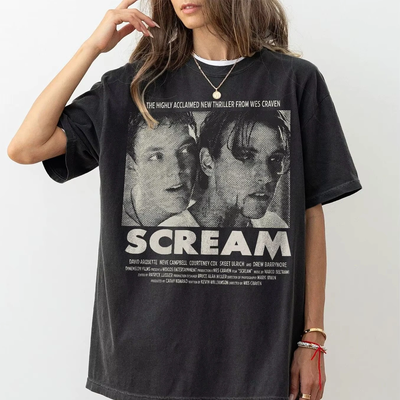 Scream Womens Black Cotton Horror Movie Graphic Y2K T-Shirt Retro Graphic Print Men Women Harajuku Streetwear Men Women Tops