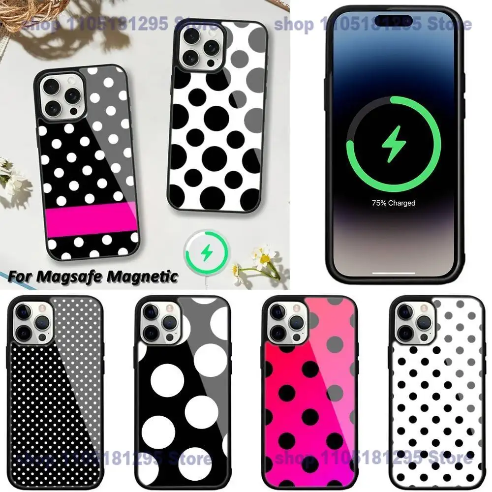 

Black And White Polka Dot Phone Case For iPhone 16,14,11,17,13,15,12,Air,Plus,Pro,Max,E,Mini Frosted for Magnetic Wireless