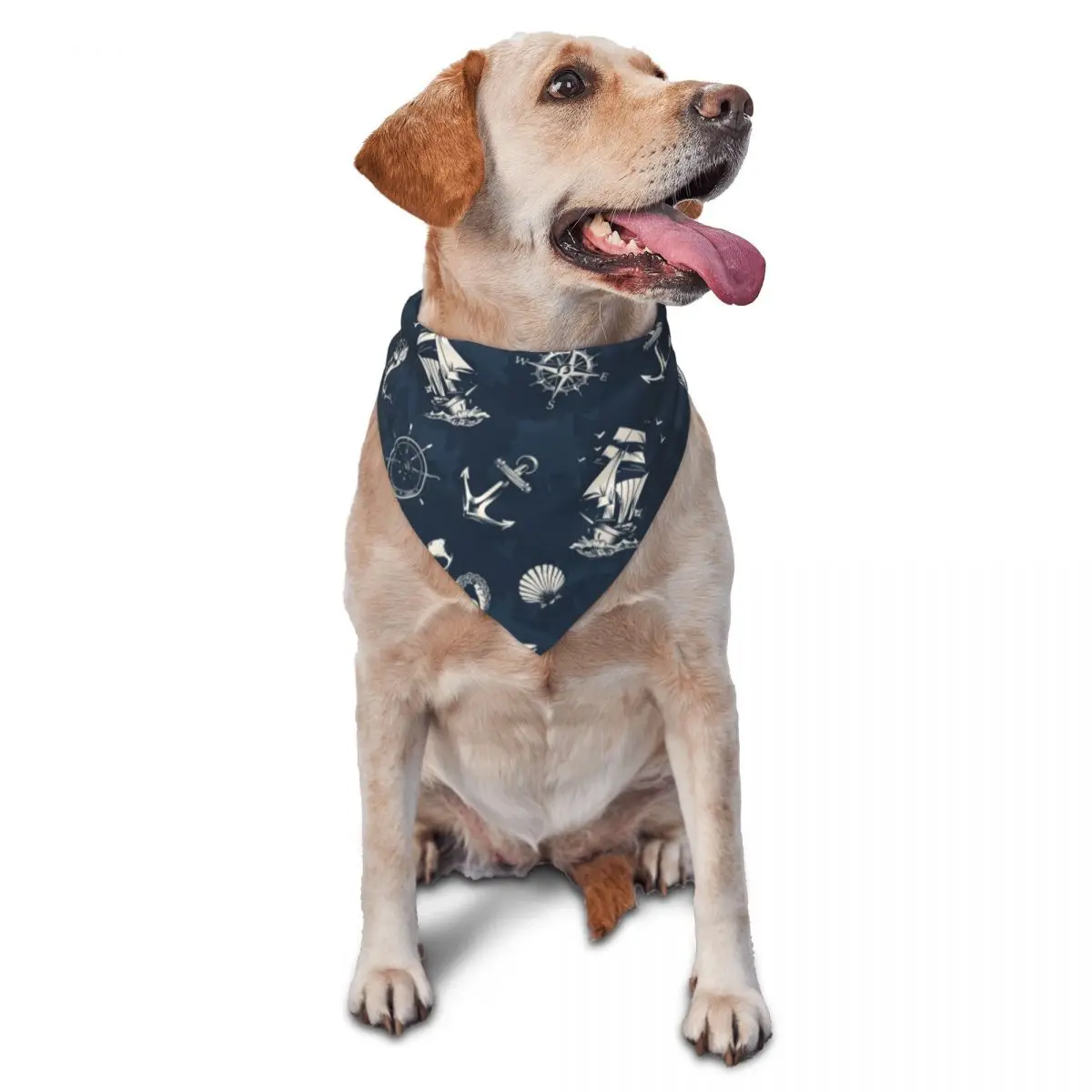 Vintage Nautical Symbol Pet Bandanas Sailor Anchor Compass Pet Scarves Decoration Pet Triangle Bib For Dog Cat