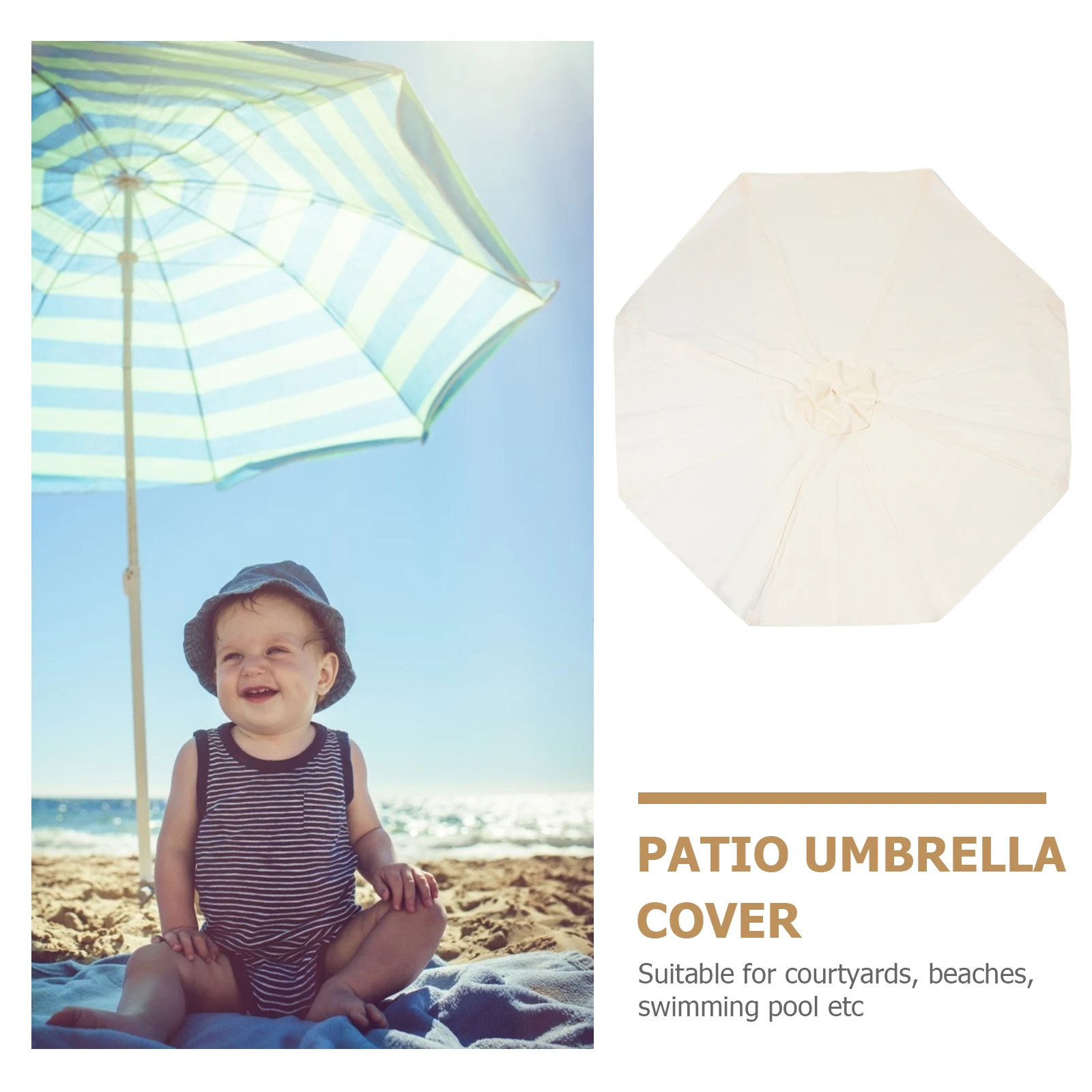 

2.7M 8 Bones UV Protection Outdoor Canopy Replacement Simple Cloth White Polyester Garden Patio Umbrella Fabric