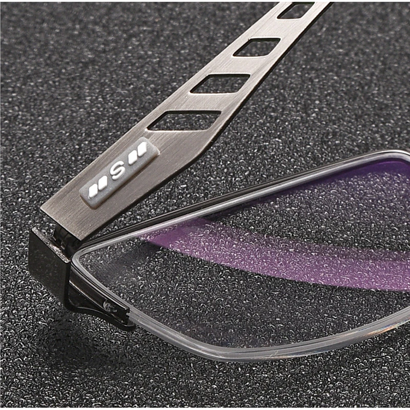 Automatisch Anpassende Photochrome Multifokale Lesebrille für Herren Progressive Anti-Blaulicht Geschäftsbrille Halbrahmen +4.0 – Detail 8