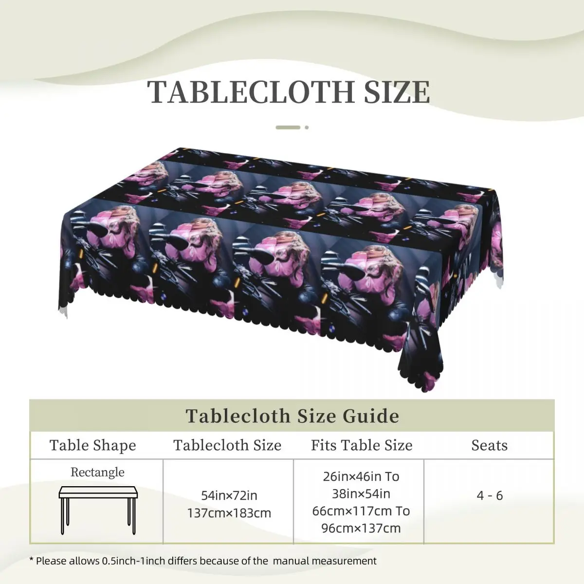 Ayliva Cool Singer Customized Rectangular Tablecloth Oilproof Table Cover for Dining Events Table Cloth