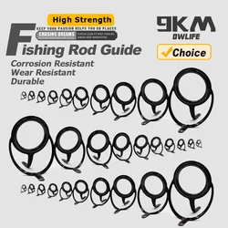 Black Sea Fishing Rod Guide Repair Kit Casting Tip Eye Rings Sets Stainless Steel Building 10~20pcs Freshwater Saltwater Fishing