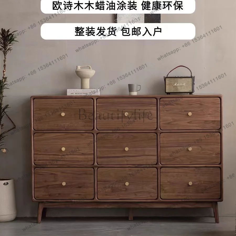 Factory Direct Sales North American Black Walnut Solid Wood Six Bucket Cabinet Bedside Storage Living Room Side Cabinet