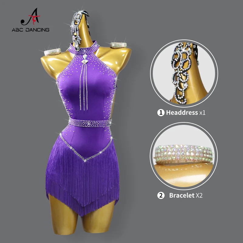 New Latin Dance Dress Standard Ballroom Competition Women Skirts Piece Girls Practice Sport Clothing Evening Stage Samba Costume