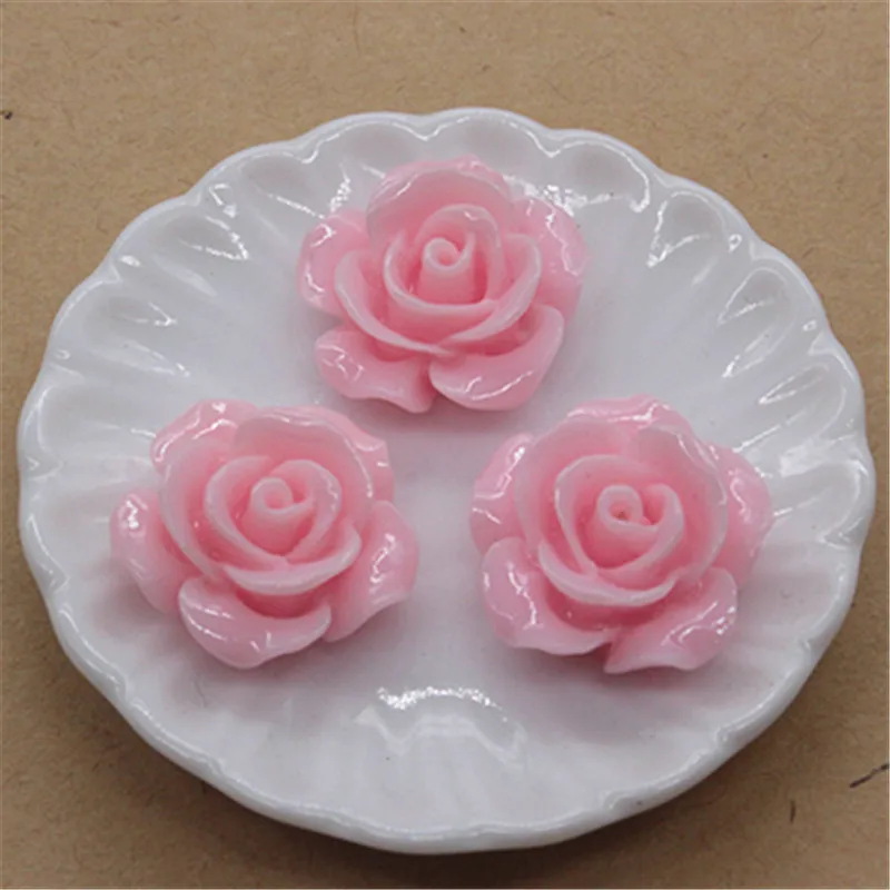 50 stücke 15mm Harz Rose Blumen Flache Rückseite Cabochon DIY Schmuck/Handwerk Hause Dekoration Zubehör, 20 farben zu Wählen