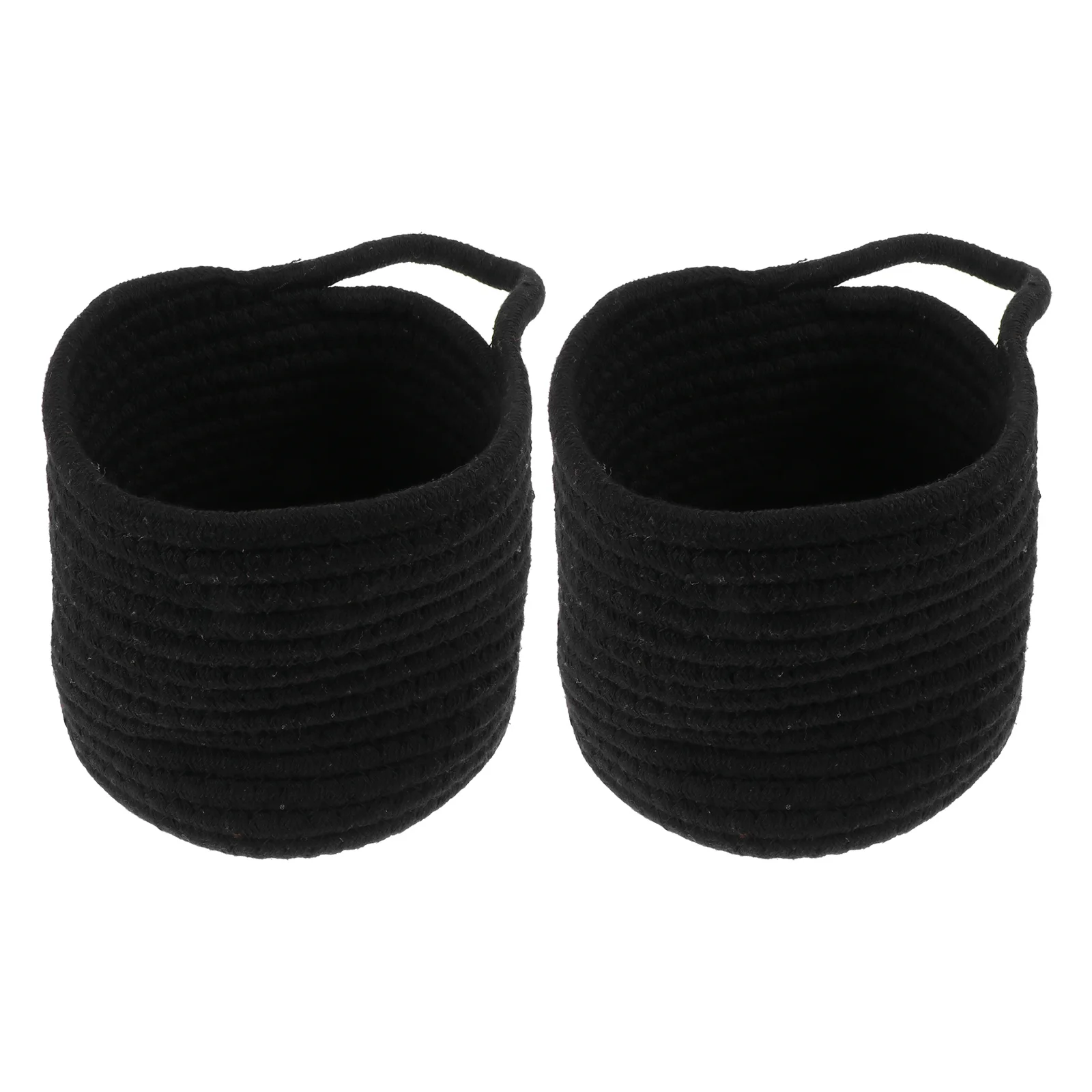 

2 Pcs Cotton Rope Woven Basket Hamper Makeup Organizer Round Finishing Household Food Holder Bedroom Storage Items