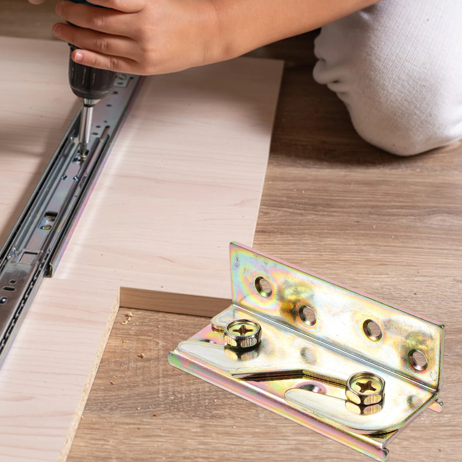 

4 Pcs Bed Rail Fittings Sturdy Galvanized Material Adjustable Corner Brackets Fasteners Furniture Legs Bed Frame Hardware