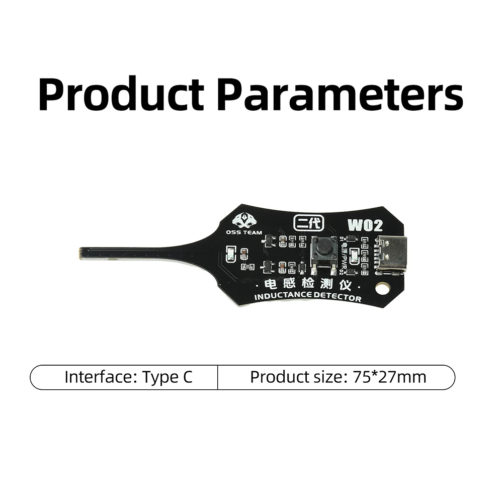 DC 5V Inductance Tester Motherboard Coil Type-C Coil Inductor Fault Detector with Green Light Indicator for Phone PCB Repair