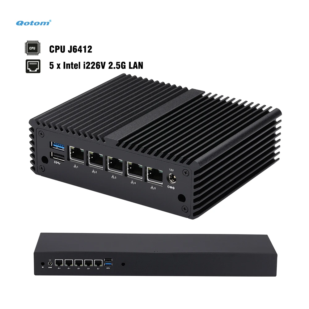 

Безвентиляторный мини-ПК J6412 Quad Core, 5x Intel i226V LAN, консольный, с ОЗУ DDR4, мини-корпус/1U Rack — маршрутизатор pfSense OPNsense