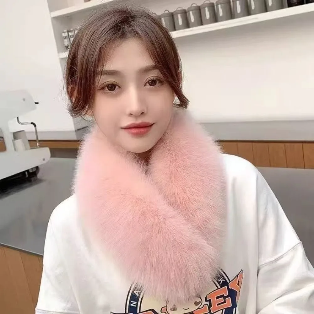Double Sided Scarf Windproof Loop Circle Design Fur Collar Trim Detachable Thick Warm Furry Neck Stole Winter Neck Protection