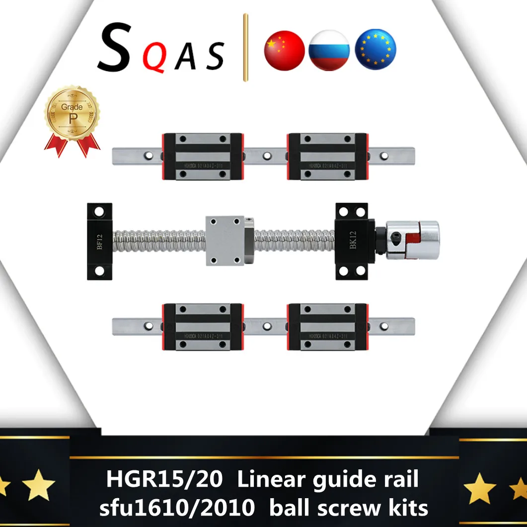 Cnc Vierkante Lineaire Rail Kit 2 Stuks HGR15 HGR20 4Pcs HGH15CA HGH20CA Slides Blok 1Set Bal Schroef Kit SFU1610 2010 Voor Cnc Router