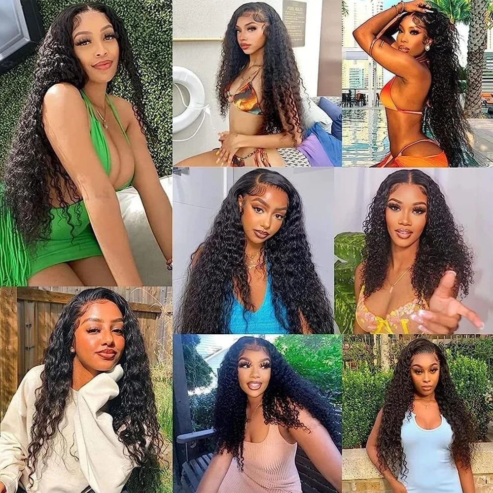 30 Inch Water Wave Lace Front Wigs Human Hair 180 Density 13x4 HD Lace Frontal Wigs Human Hair Water Wave  Glueless Wigs