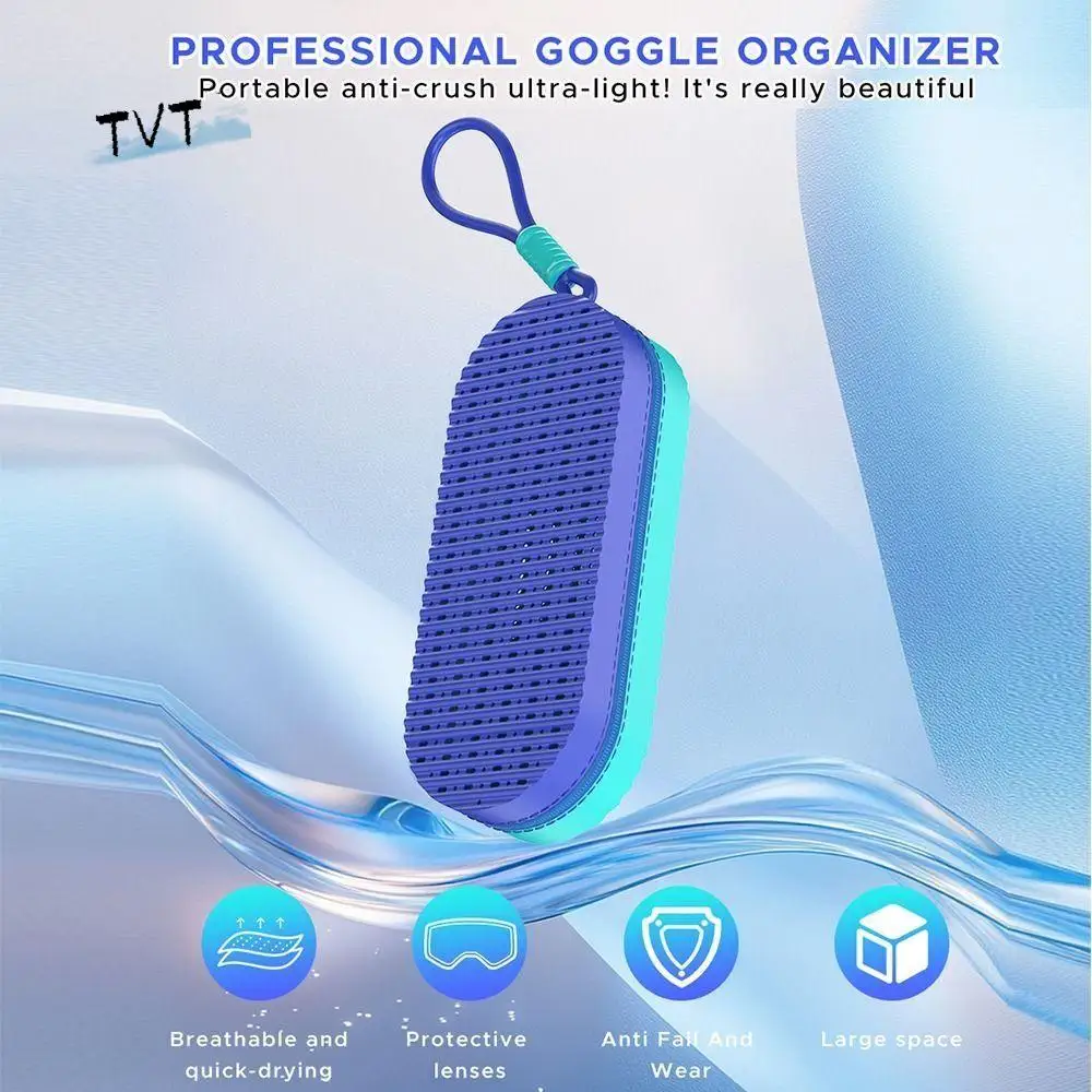 

Silicone Swimming Goggles Case Breathable Portable Glasses Storage Box with Handle Zipper Glasses Protection Box