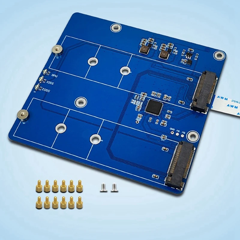 Modulo scheda di espansione per Raspberry Pi 5 PCIE M.2 Scheda di espansione doppia SSD Modulo portatile con protocollo NVME