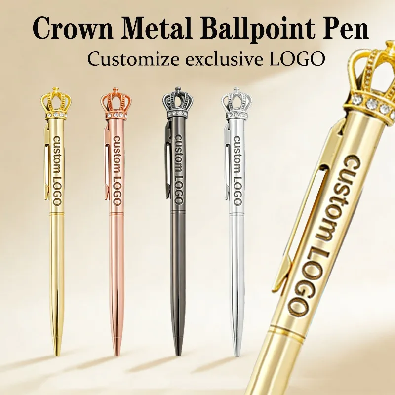 

Crown Shape Metal Ballpoint Pen Can Be Customized LOGO Business Giftsdaily Writing Activities with Exclusive Texture Pens.