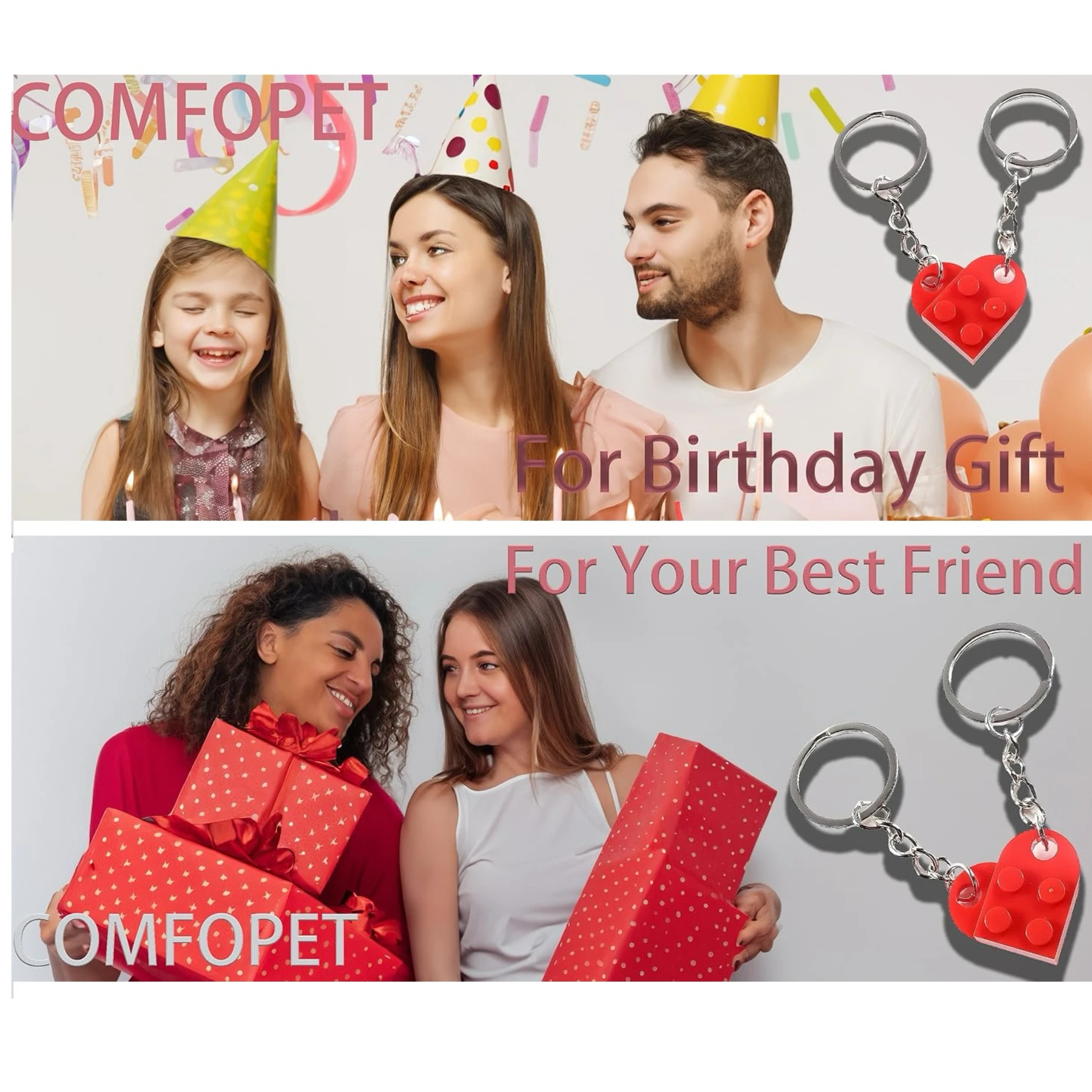 Heart Keychain Small Brick Matching Pendant for Couples