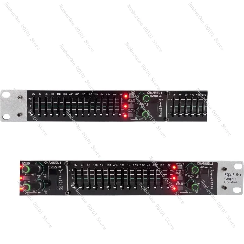 

EQX215 Dual 15-Band Equalizer with Subwoofer Output Interface for Professional Stage Performance, 1U Rack Mount