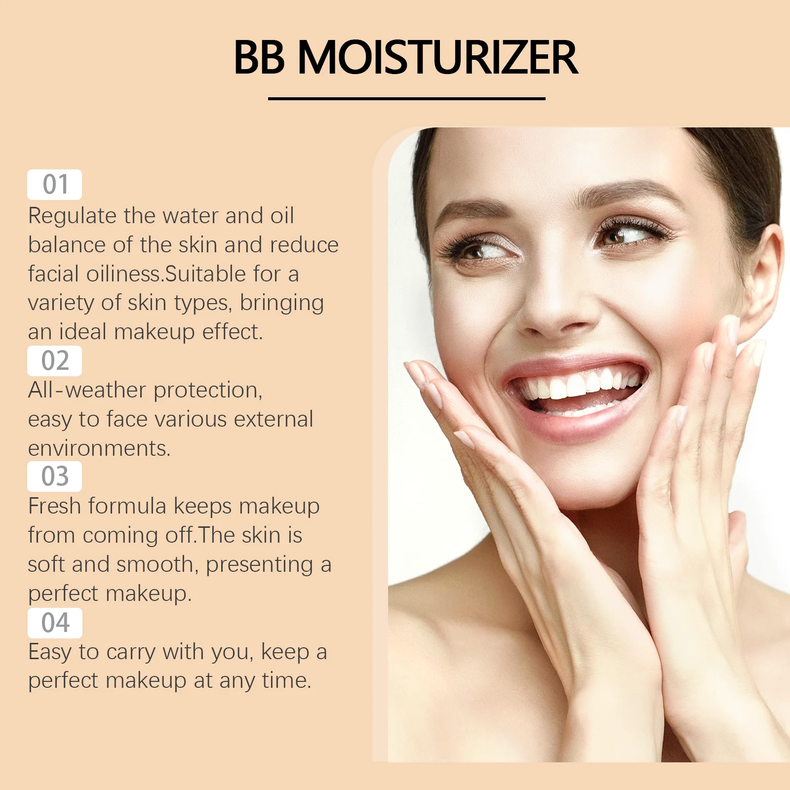 Sunscreen Bb Cream Serie Spf30 Long Time Moisturize Full Coverage Sheer Tint Coverage Oil-Free ﻿Make up Foundation