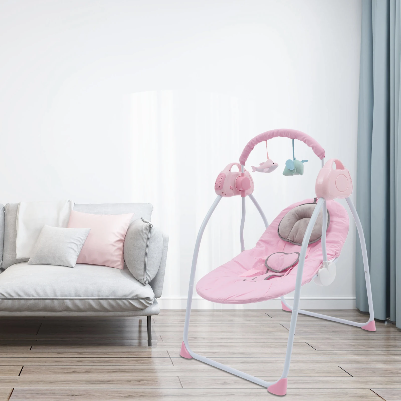 Cosas Para Bebes, Baby Swing with MP3 Music Player, Remote Control, Mosquito Net, Ergonomic Design for Healthy Spine, 5 Swing