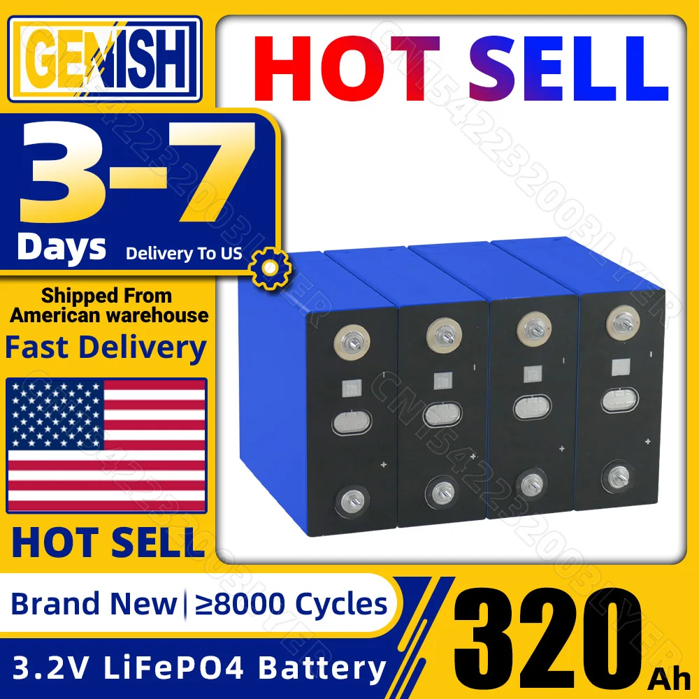 Grade A 3.2V 320AH Lifepo4 Battery Rechargeable Lithium Iron Phosphate  DIY 12V 24V 48V for Camping Boats Golf Cart RV Forklift