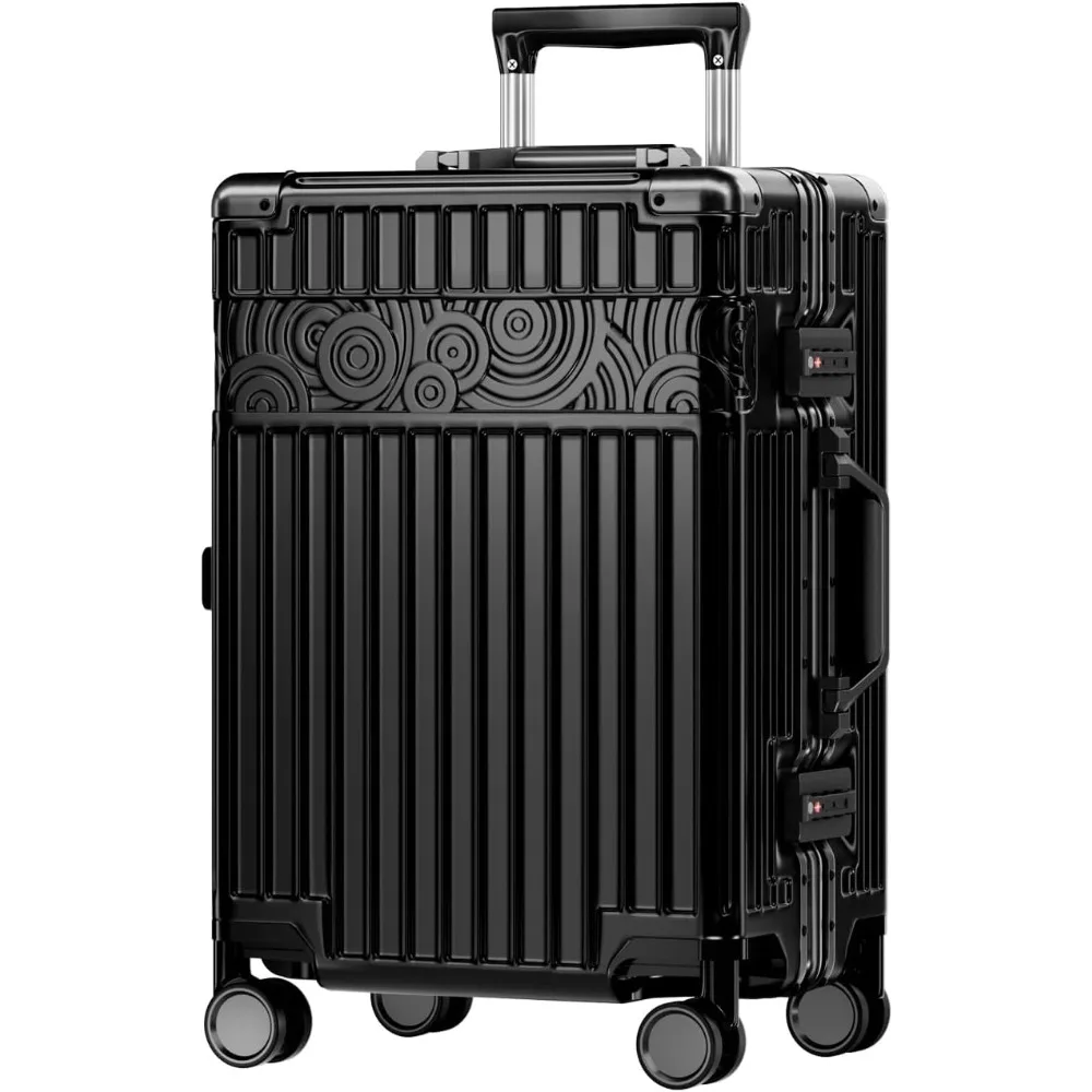 suitcase， Carry On Luggage with Aluminum Frame Zipperless Luggage with 8 Wheels 20inch Hard Shell Suitcase with PC+ABS