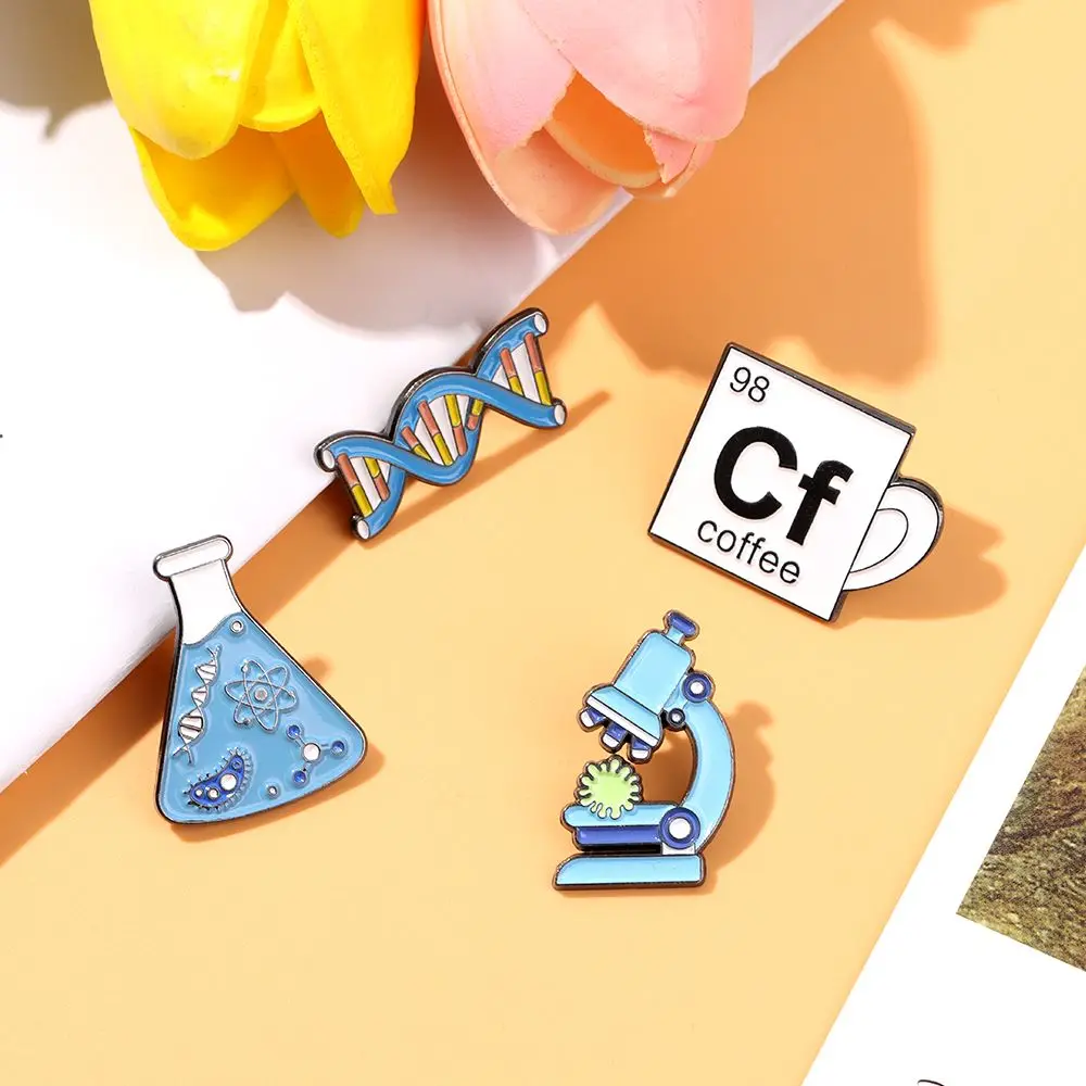 Science Teacher Gift Microscope Beaker Brooches Enamel Pin Badges Science