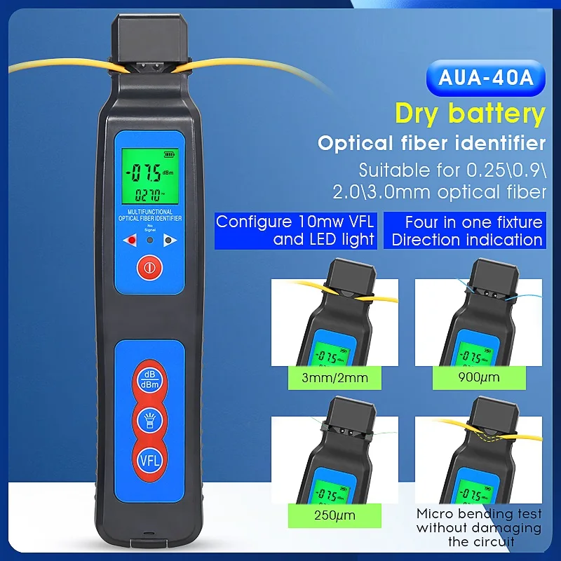 

High quality Fiber Optic Identifier Live Fiber Optical Identifier AUA-40A with Built in 10mw Visual Fault Locator