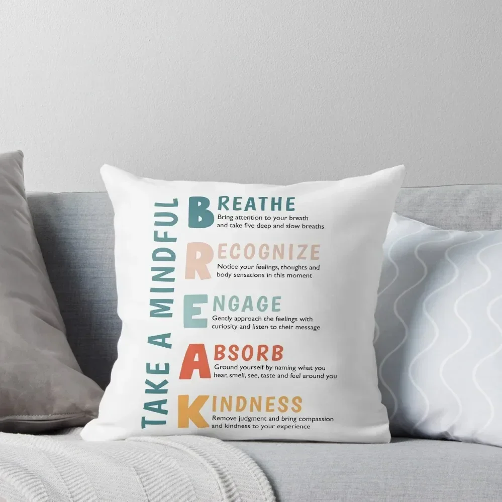 

Mindful Break Wellness Check In Mindfulness Grounding Mental Health Art Therapy Office Decor School Counseling Throw Pillow