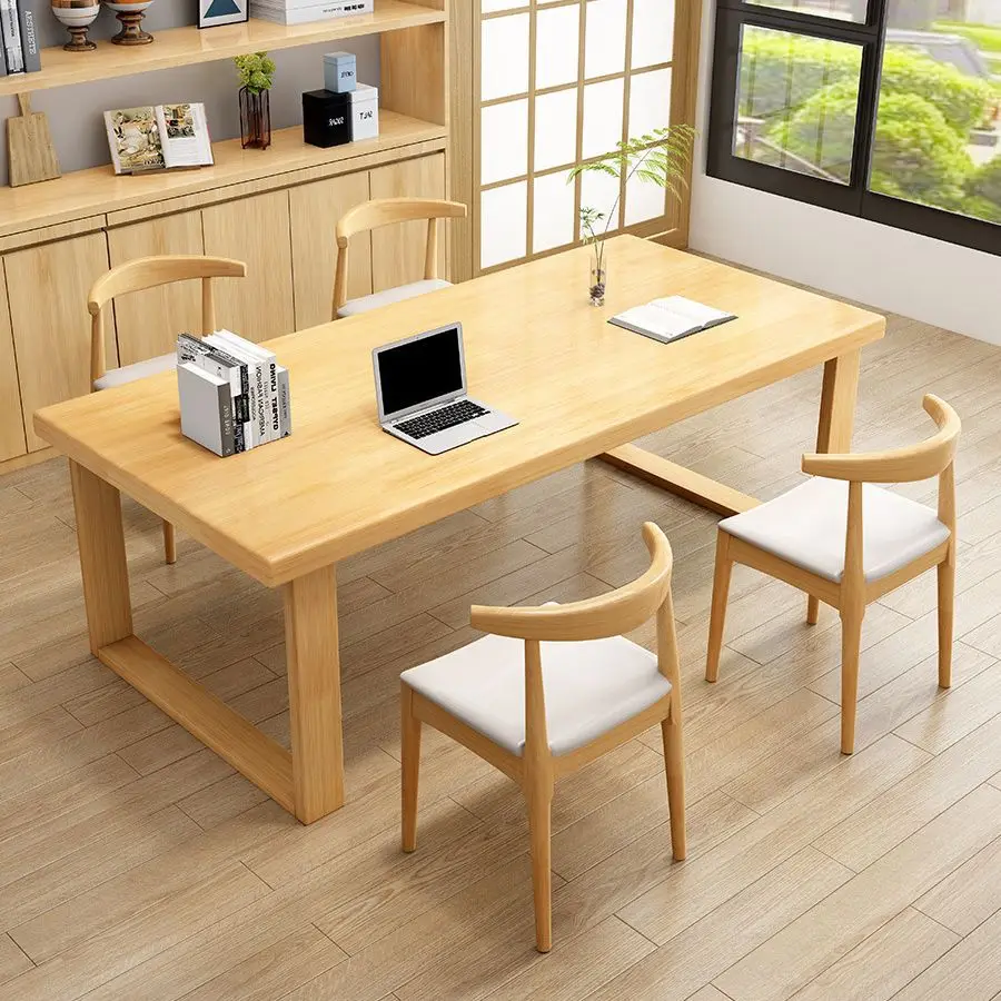 Durable Living room all solid wood long desk leisure area reading table workbench modern simple study table negotiation desk
