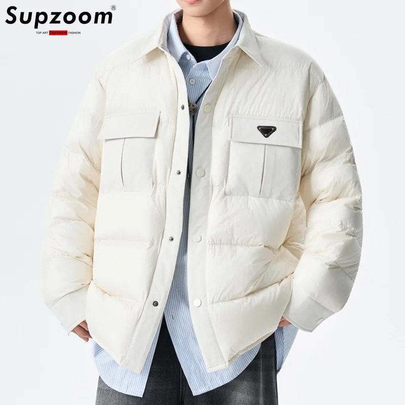 

Зимние пуховики мужские Supzoom 2025: Новинка, модные, с отложным воротником, утепленные, повседневные, с треугольными вставками