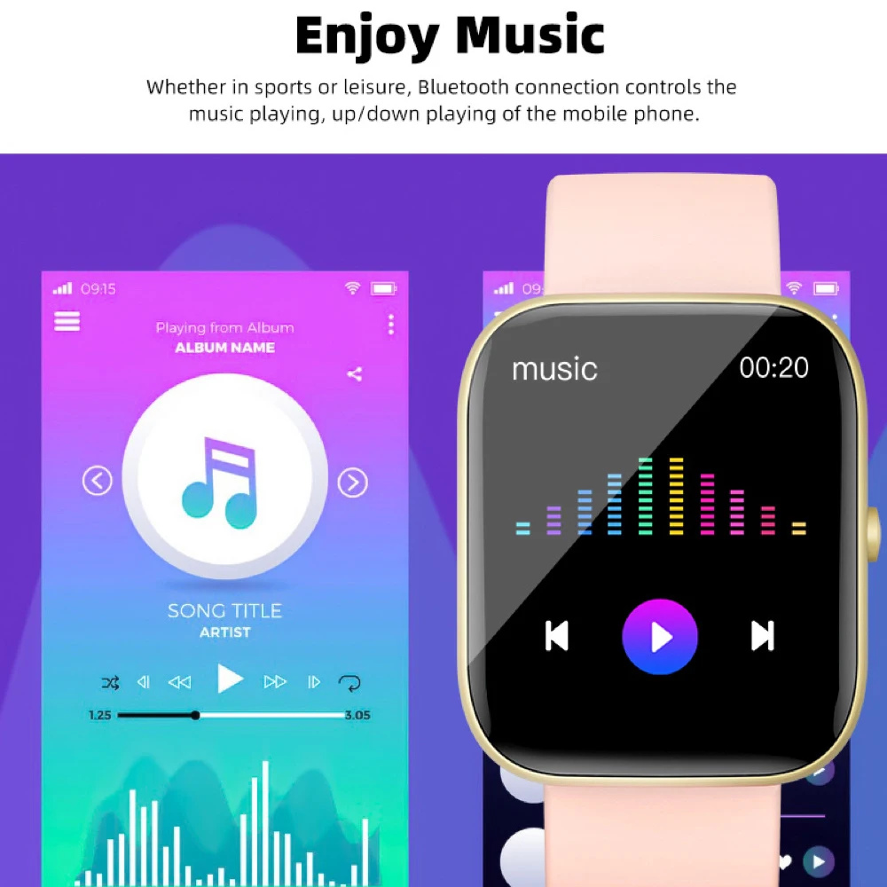Reloj inteligente para hombres y mujeres, llamada de diente azul, música de moda, resistente al agua, modos multideportivos, frecuencia cardíaca, oxígeno en sangre, reloj inteligente, despertador